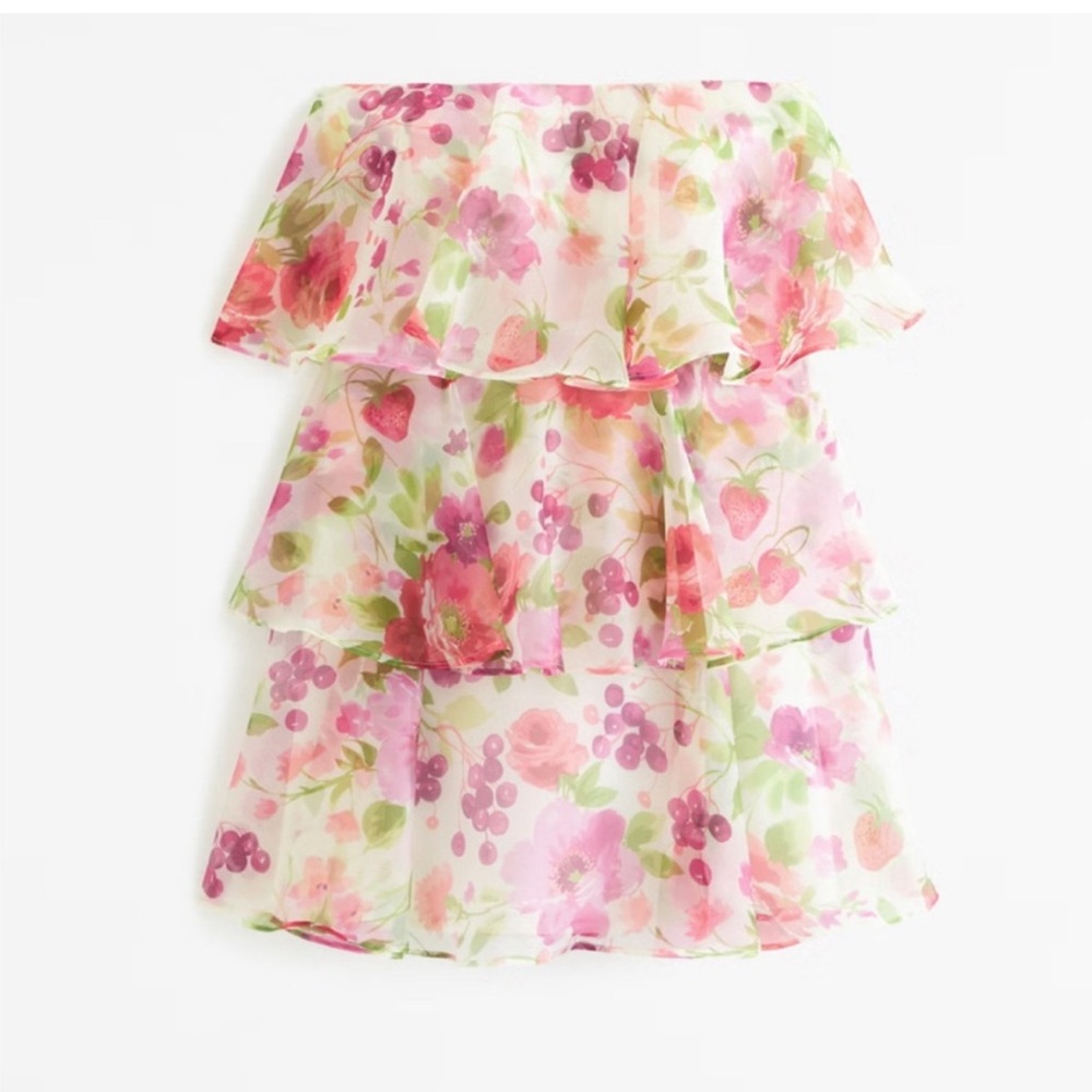 Abercrombie & Fitch Strapless Floral Dress - Pink and Green